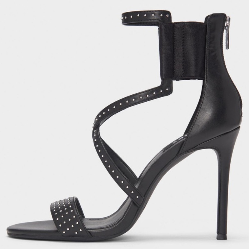 DKNY Size 7.5 Black Lil Studs Studded Heels - Picture 1 of 4